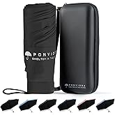UPF 50+ Mini Travel Umbrella for Purse with Case, Small Compact UV Sun & Rain Protection Lightweight Folding Pocket Size for Women Men Kids - Manual Open
