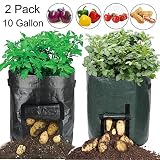Shelling Home 19.7 Inch Garden Planter Bag,10 Gallon Vegetables Grow Bags with Access Flap and Handles for Harvesting Potato,Carrot & Onion