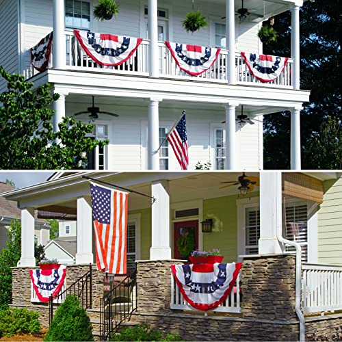 4 Pack American Flag Bunting Banner, USA Pleated Fan Flag 1.5x3 Ft US Patriotic Bunting Flags, 4th of July Independence Day Banner USA Bunting Decoration Flags for Memorial Day, Veterans Day
