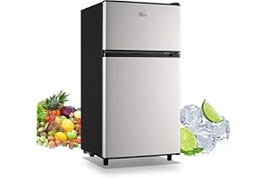 WANAI Compact Refrigerator 3.5 Cu.Ft, 2 Door Design,Adjustable Thermostat, Adjustable Removable Shelves Refrigerator Suitable for Dorm Garage and Office.
