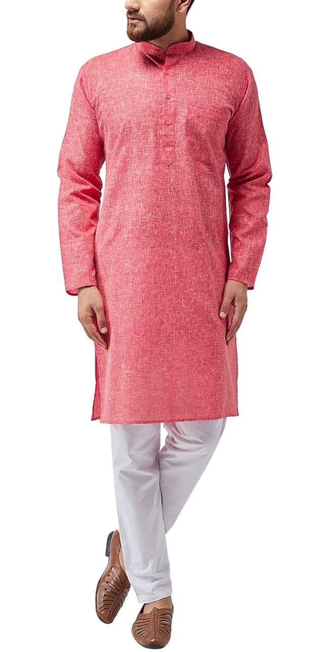 Traditional Mens Kurta Pajama Full Sleeve Tunic Party Wear Kurta Wedding Shirt