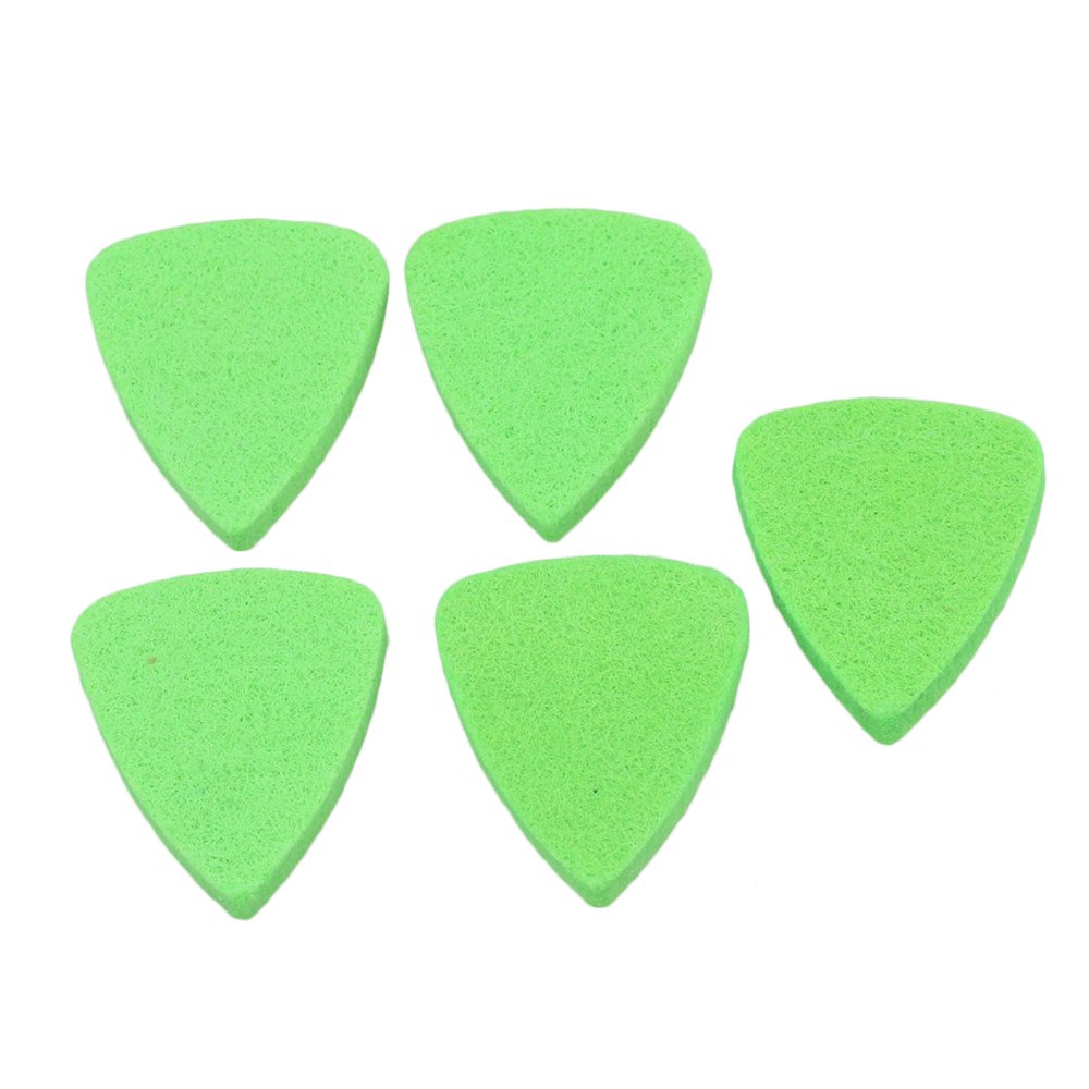 Mxfans 3x2.5cm Green Ukulele Bass Guitar Felt Picks Soft Plectrums Set of 5