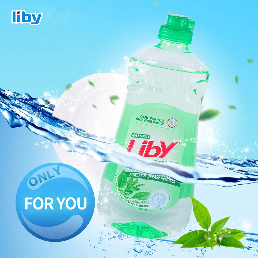 LIBY Dishwashing Liquid Dish Soap, Dish Detergent, Green Tea,Orange and Mineral Salt, 3 Pack(16 oz)