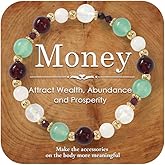 Bohxantium Money Bracelets for Women Feng Shui Lucky Natural Stone Beaded Bracelets Healing Crystal Protection Good Luck Wealth Attraction Jade Jewelry Spiritual Birthday Christmas Gifts for Women