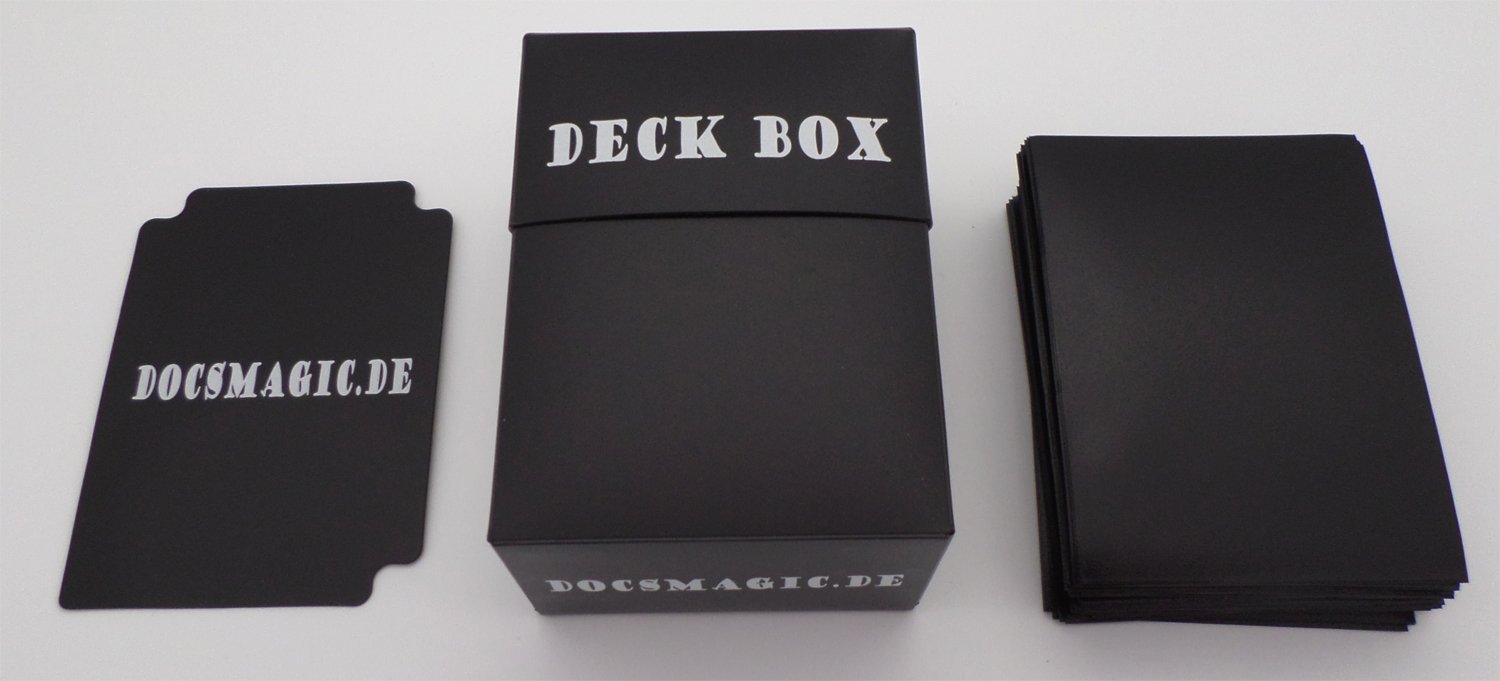 docsmagic.de Deck Box + 100 Mat Black Sleeves Standard - PKM - MTG