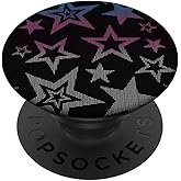 Black Colorful Gradient Star Pattern PopSockets Adhesive PopGrip