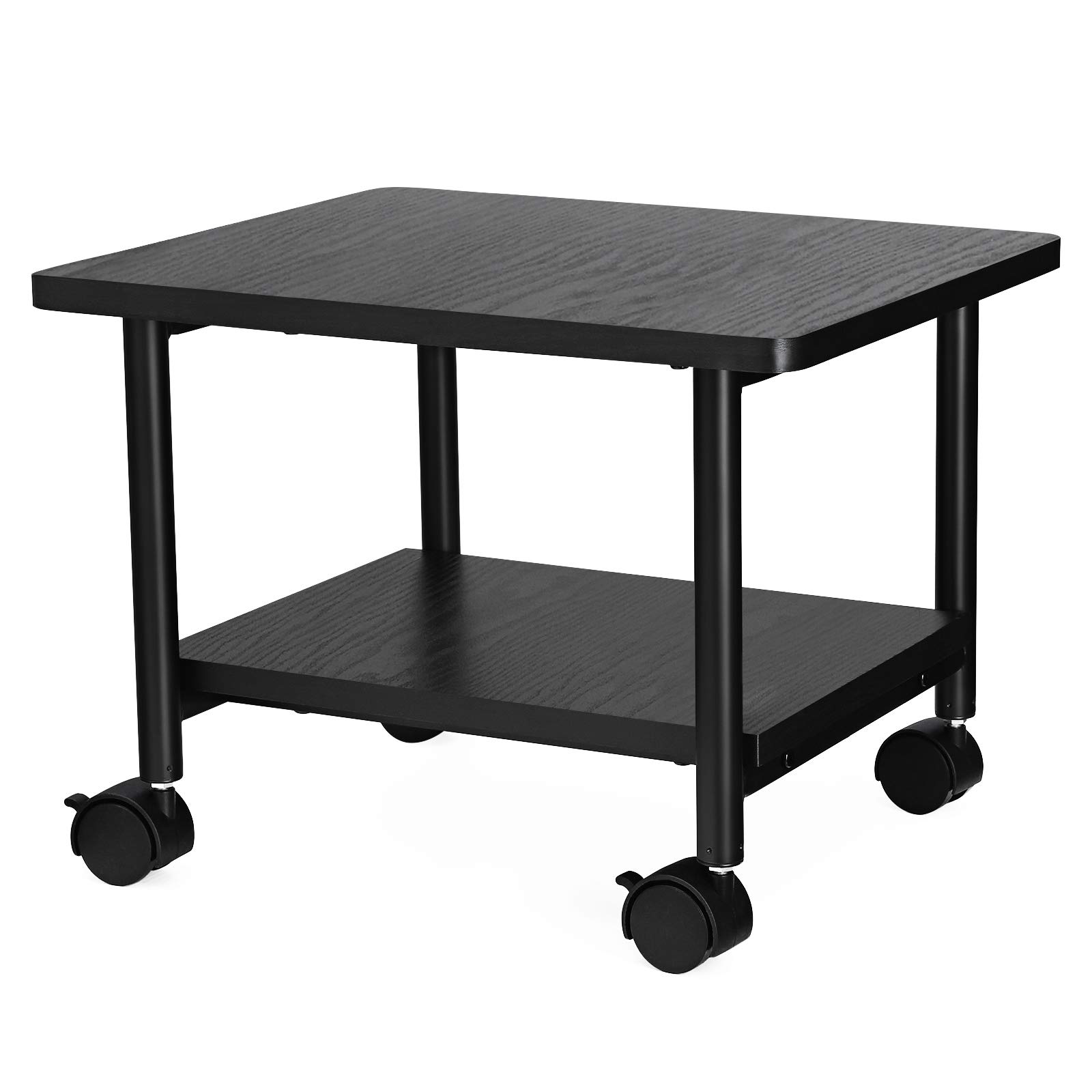 SONGMICS Under Desk Printer Stand and Mobile Machine Cart with Shelf Heavy Duty Storage Rack for Office Home Black UOPS02B