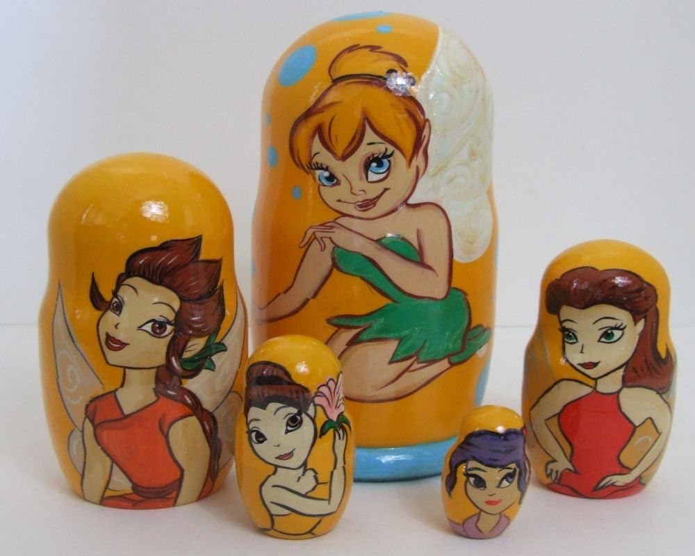 russian nesting doll 5pcs Handpainted of Tinkerbell ( 7.25 inches Tall)