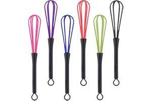 JOWXSX 6 Pcs Mini Whisks for Hair Dye Color Mixing,7x1.2 in,Balloon Salon Barber Hairdressing Hair Color Dye Cream Whisk Kitchen,Mixer Tool for Blending, Whisking,Beating and Stirring,Hair Color Mixing Bowls