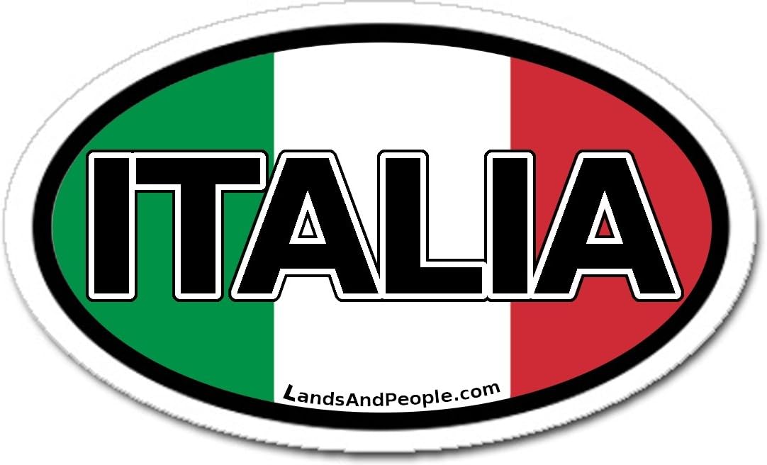 Italia Italy in Italian and Italian Flag Car Bumper Sticker Decal Oval
