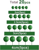 ASTARON 20 Pcs Dark Green Ball Cake Topper Decorations Mini Balloons Cake Picks view 2