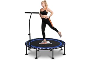 K KENSONE 40/48" Foldable Rebounder Trampoline for Adults with Bungee, 450/550 LBS Quiet Indoor Mini Trampoline for Adults Fitness, Gym Workout, Home Exercise
