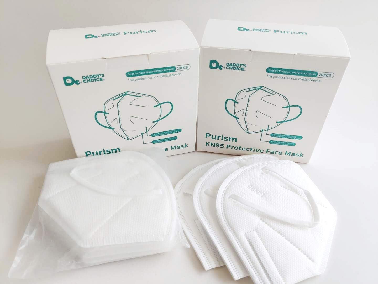 Purism, KN95/FFP2 Respirator Protective Face Mask, 94% Filtration, 20 Pieces