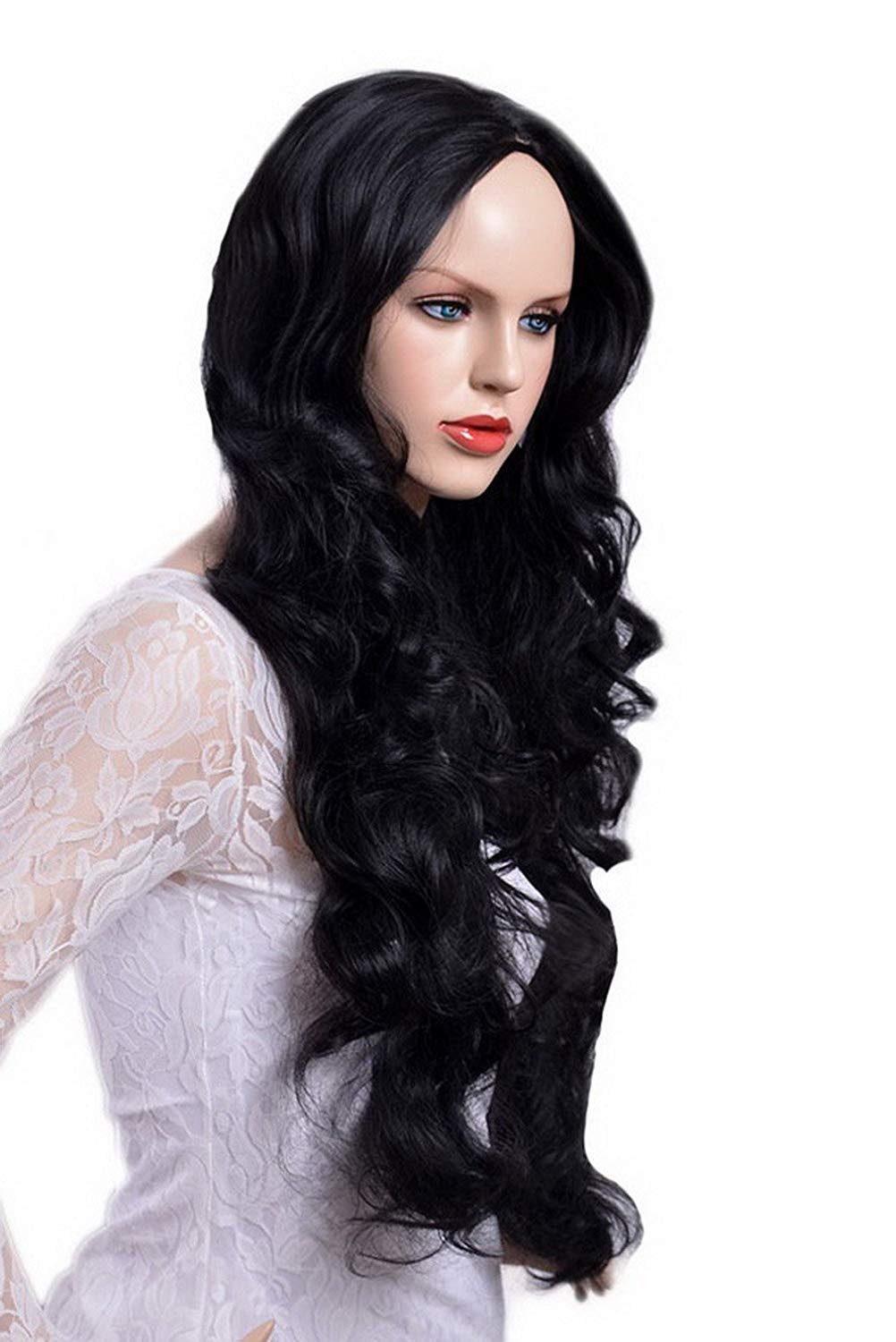 A Monamour Women S Natural Black Long Loose Waves Amazon In