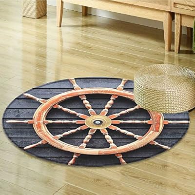 Amazon Com Round Area Rug Carpet Trawler Steering Wheel
