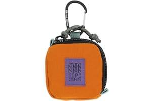 Topo Designs Taco + Square Bags, Small Clip Accessory Bag for Headphones, Keys, Cards and Cash, Aluminum Key Clip, Foam Padding (Square/Spice)