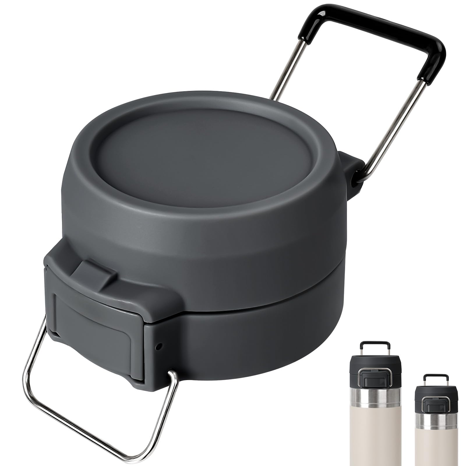 Photo 1 of **DIRT**Lid Replacement for Stanley Quick Flip GO, Cover Cap for Stanley 24oz/36oz, BPA-Free Push Button, Leakproof Lid with Carry Loop for Travel/Sports, No Spill Reuse Top for StanleyAccessories,DarkGray
