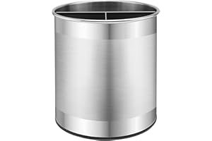 Bartnelli Extra Large Stainless Steel Kitchen Utensil Holder - 360° Rotating Utensil Caddy - Weighted Base for Stability - Countertop Organizer Crock With Removable Divider (Brushed Stainless Steel)