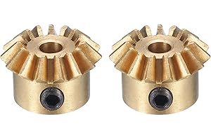 uxcell 2pcs Bevel Gear 0.8 Module 1:1 Reduction Rate 15T 3mm Hole Dia Bevel Pinion Gear Brass, 45 Degree Steering Gear for Ha