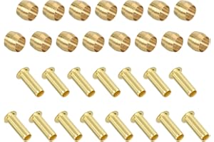 PATIKIL 1/4" Tube ID Compression Assortment Kit, 15 Set Brass Compression Sleeve Ferrule & Insert for Water Oil Air Pipe