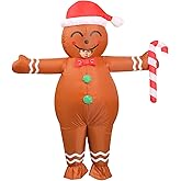 OVIFM Christmas Inflatable Costume Adult,Gingerbread Man Costume,Blow Up Xmas Character Costumes for Women Men Cosplay Party