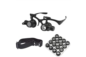 Beileshi Watch Repair Magnifier Loupe Jeweler Magnifying Glasses Tool Set with LED Light with 8 Interchangeable Lens-2.5X 4X 6X 8X 10x 15x 20x 25x