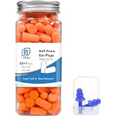 LYSIAN Soft Foam Ear Plugs for Sleeping, 60 Pairs, 38dB SNR, Orange | Soft disposable earplugs for work, shooting, industrial noise, travel, sleep &amp; snoring; 38dB SNR, hearing protection, orange