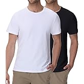 wirarpa Men's Cotton Undershirts Tee Short Sleeve Crew Neck Classic T-Shirt for Men 2 Pack