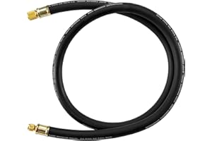 BANG4BUCK Upgraded 1/2" Diameter Hvac Vacuum Hose, 1/2" to 1/4" Fittings High-Flow Refrigerant Hose Faster HVAC Evacuation and Recovery, 6 Feet Black
