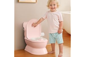 CheerTry 2-in-1 Toddler Potty Training Toilet - Larger Potty Chair & Detachable Training Seat for Boys & Girls Ages 1-3 with Flushing Sound, Wipes Storage, Toilet Paper Holder