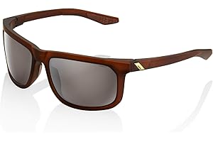 100% Hakan Sport Wrap Around Sunglasses Light Active Rubber Temple, Nose Grip (Soft Tact Rootbeer - HiPER Silver Mirror Lens)