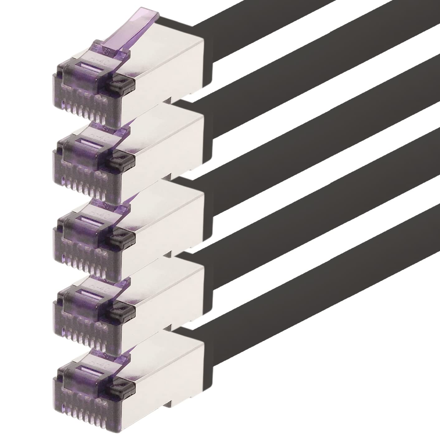 1aTTack.de - 7.5m - CAT6a Superflex Ethernet Gigabit LAN network cable RJ45 CAT6 A patch cable 10000 Mbit s SFTP PIMF 500 MHz compatible with CAT6 CAT5 - black - 5 pieces