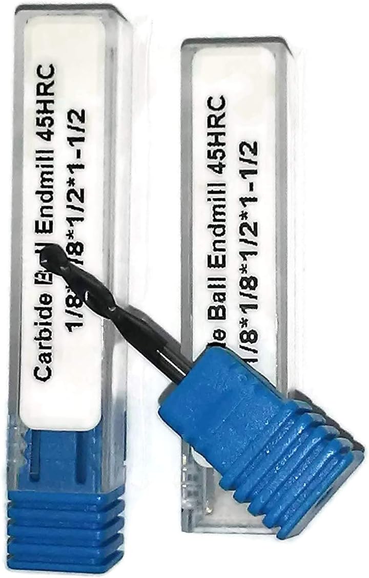 2 pack 1/8" Ball Nose Carbide Endmill AlTiN 45HRC 2 flute