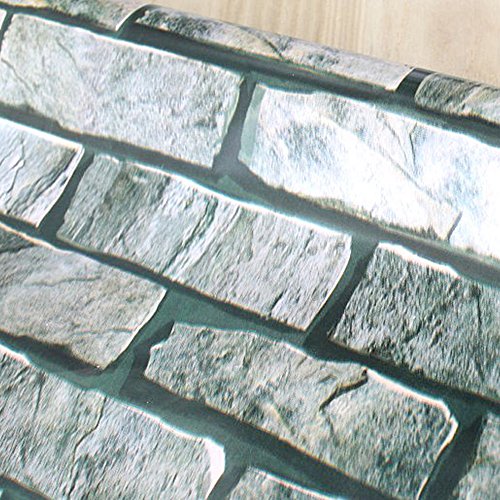 Yifely Green Bricks Pattern Shelving Paper Self Adhesive Drawer Liner Covering Farmhouse Wall 17.7 Inch by 13 Feet