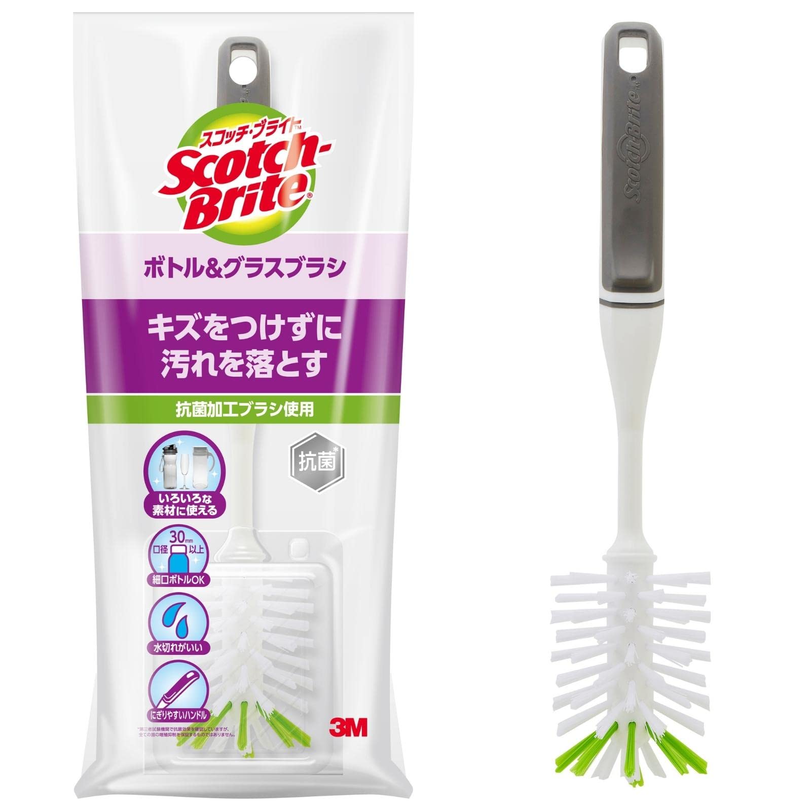 スリーエム(3M) スコッチブライト ボトル グラス 洗い ブラシ 水筒 キズつけない 抗菌 K-503J商品画像