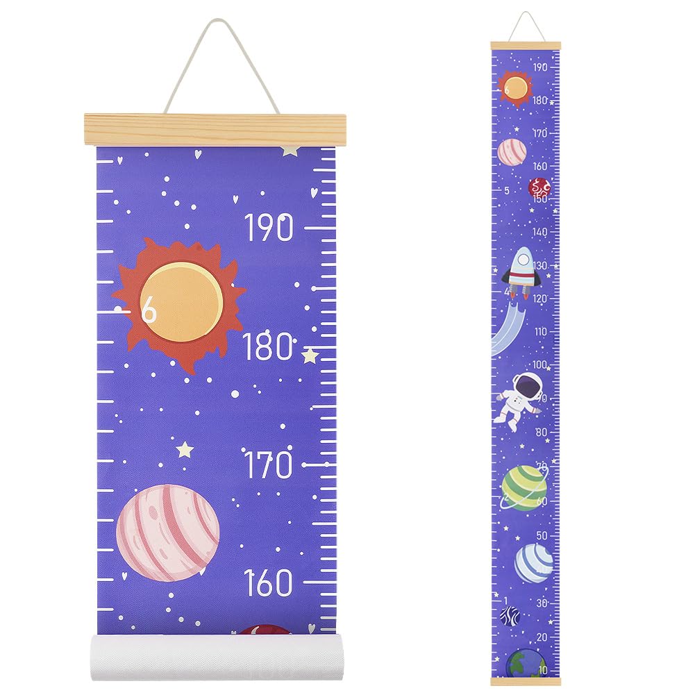 Aolso Baby Height Growth Chart, Wall Hanging Growth Chart Removable Canvas and Wood Measuring Ruler for Baby, Measuring Ruler for Baby Girls Boys Toddler Bedroom Nursery Wall Decoration - Astronaut