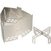 Trangia Compatible Alcohol Burner 3 Sided Trivet Windshield, Integrated 2-Way, Compatible with Solid Fuel/Gas Burners, Stainless Steel, Foldable, Compact, Camping Gear