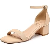 Trary Low Heels for Women Square Open Toe Ankle Strap Women's Pumps Dressy Shoes Block Chunky Heels Comfy Fashion Heeled Sandals for Women 2025 Adjustable Buckle 2.16 Inches Work Causal Party Wedding