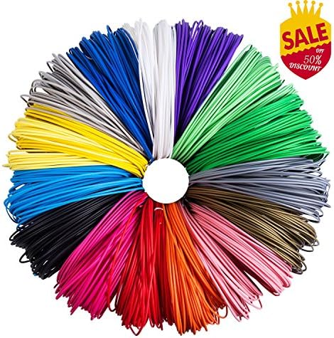 Wokashaka 3D Pen Filament 1.75mm PCL Filament Refills 246 Linear Feet Total of 15 Different Colors in 16.4 Feet Lengths