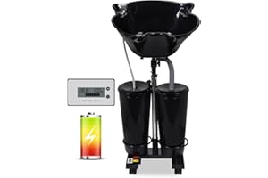 SyyBhb Rechargable Electric Portable Shampoo Bowl with Pump, Portable Hair Washing Sink Adjustable with Sprayer/Wheels, Shampoo Anytime Anywhere, 2 Tanks for Water Storage and Drainage