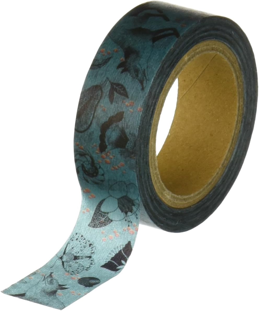 Round Top Designer's Washi Masking Tape 20mm x 10m, Azzurro Mattina, Fox Walk (YS-MK-003)