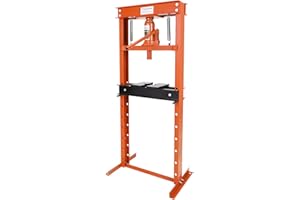 12 T Hydraulic Shop Press - H-Frame Benchtop Design w/ 2 Press Plates & Height Adjustment for Garage Workshops (Orange)
