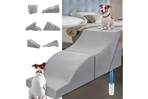 MALOROY Foam Pet Stairs for High Beds, LitaiL 24inches Folding Dog Stairs Steps for Small Old Dogs and Cats, Non-Slip Dog Pet Ramps/Ladders for Older Dogs/Cats Injured