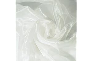 MDS-MEGADECORSUPPLY MDS Pack of 5 Yard Sheer Organza Fabric for Wedding Party Home Event Banquet Decorations, Backdrop Curtain Craft Dress Sewing Fashion DIY Crystal Organza Tulle Fabric Bolt 44” Wide - Ivory