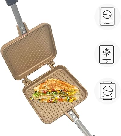 Gaufrier Fonte Revetement Double Face Antiadhesif Toaster Croque Monsieur Facile A Nettoyer Machine A Dejeuner A Domicile Approprie Pour Cuisiniere Electrique En Ceramique Yellow Amazon Fr Cuisine Maison
