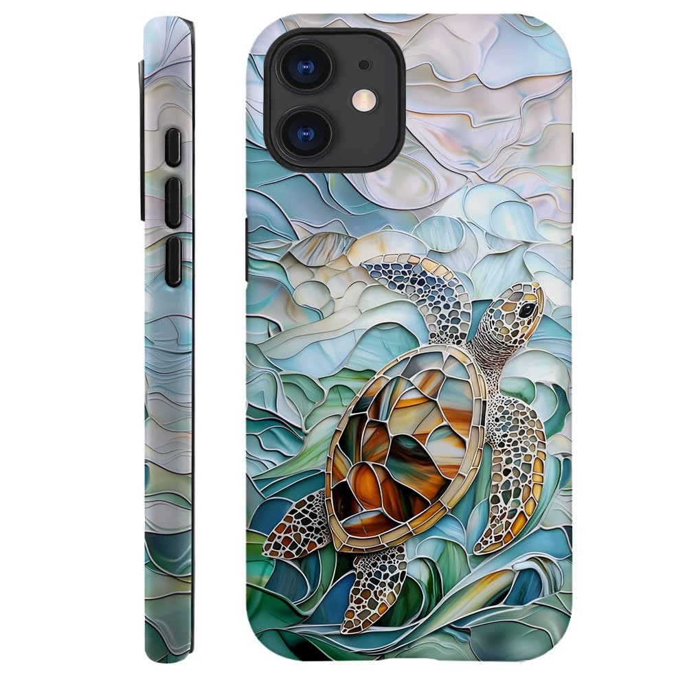TnXee Case Compatible with iPhone 11,Fall Prevention Hybrid 2-Layer Hard Shell Phone Cover for Girls Boys,Oceans Turtle Sea