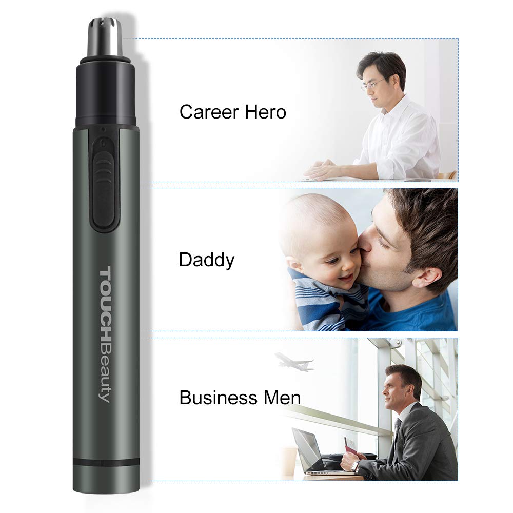 TOUCHBeauty Ear Nose Hair Trimmer for Men Personal Groomer Machine Battery Powered Gray TB-0656M