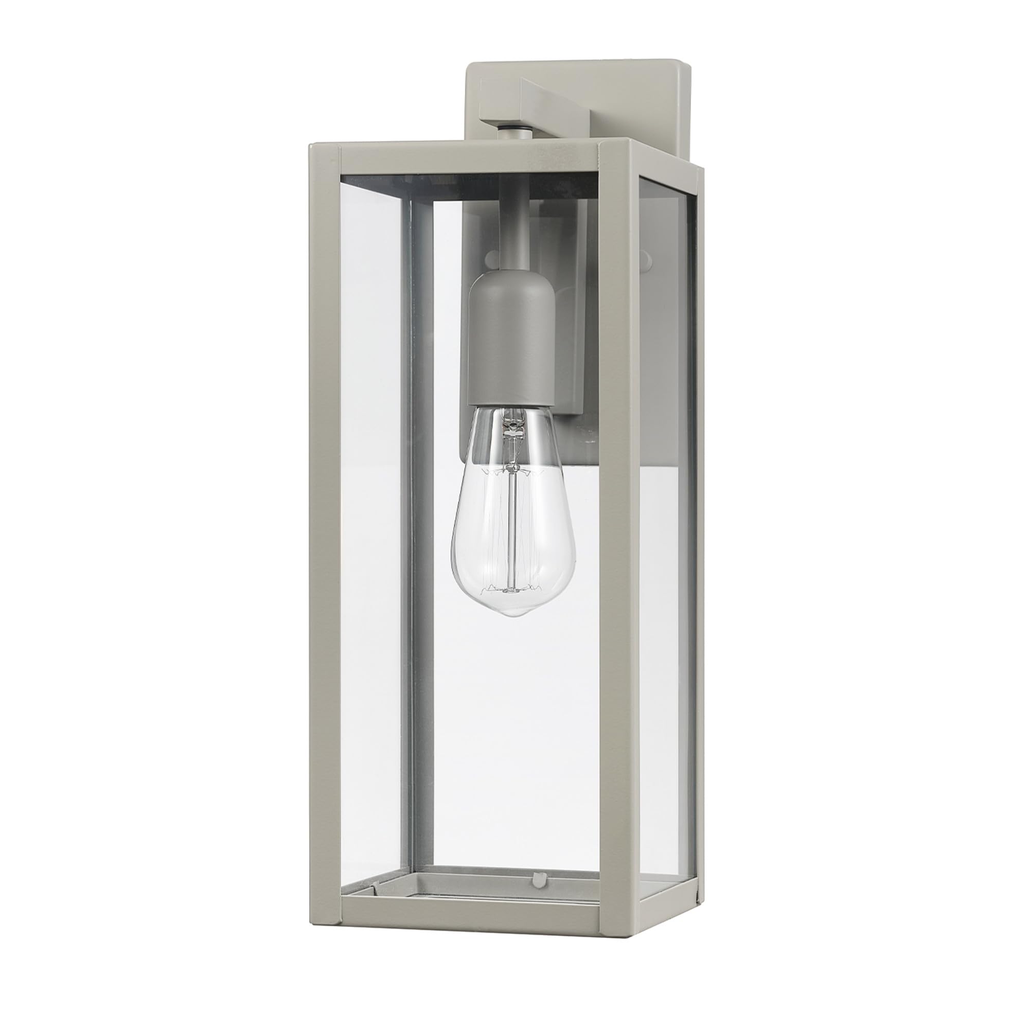 GLOBE Electric 44838 Bowery 1-Light Outdoor Indoor Wall Sconce, Matte Gray, Clear Glass Shade Image