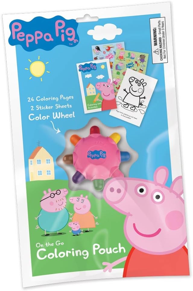 Peppa Pig On The Go Coloring Activity Pouch with Color Wheel and Stickers, Case of 12 Pouches