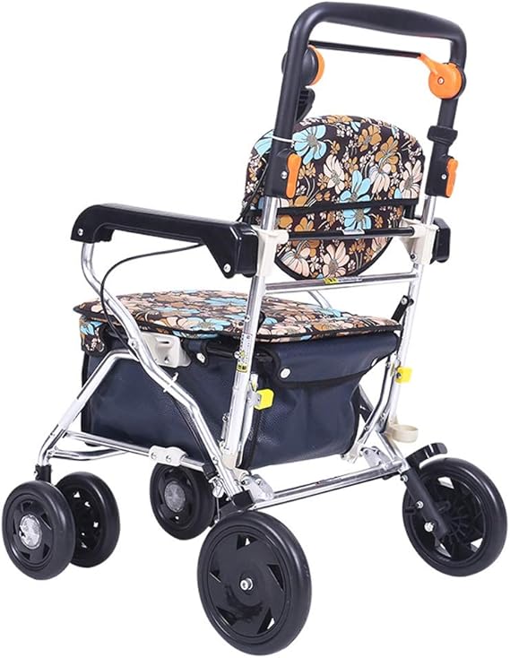 Senior Walker Rollator with Double Brake, Storage Steel